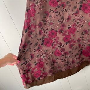 Vintage silk floral midi skirt